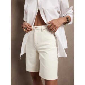 BANANA REPUBLIC Women's The Denim Bermuda Short Size 32 In Ecru Wash